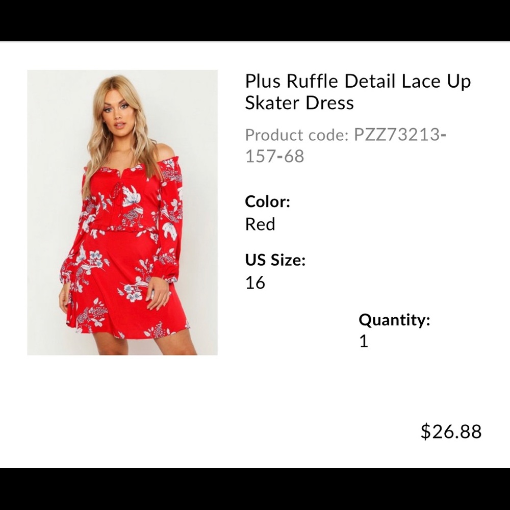 Red floral skater dress